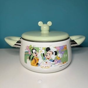 Zojirushi Disney Mickey Donald Goofy Pluto Enamel Pot & Lid Vintage Rare